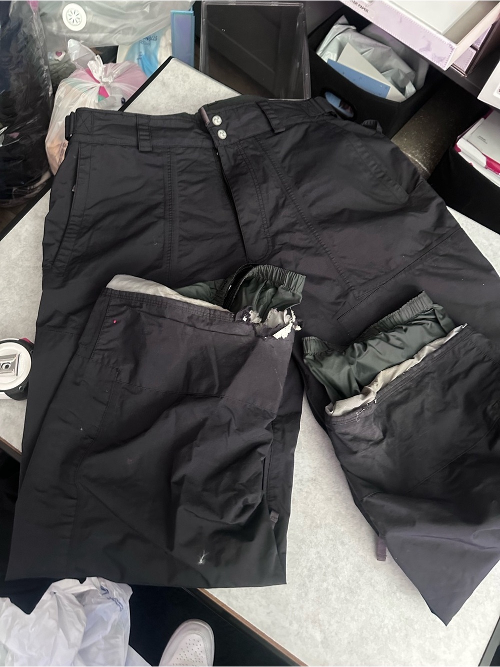 Burton Men's Snow Ski Pants Black xl Nylon Straight Leg Cargo Pockets
